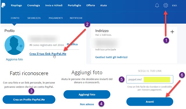 Link paypalme creazione