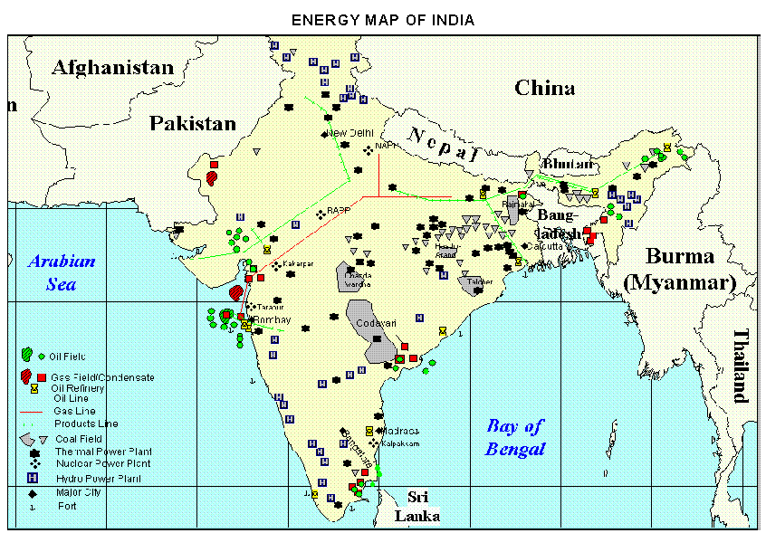 mappa risorse naturali india
