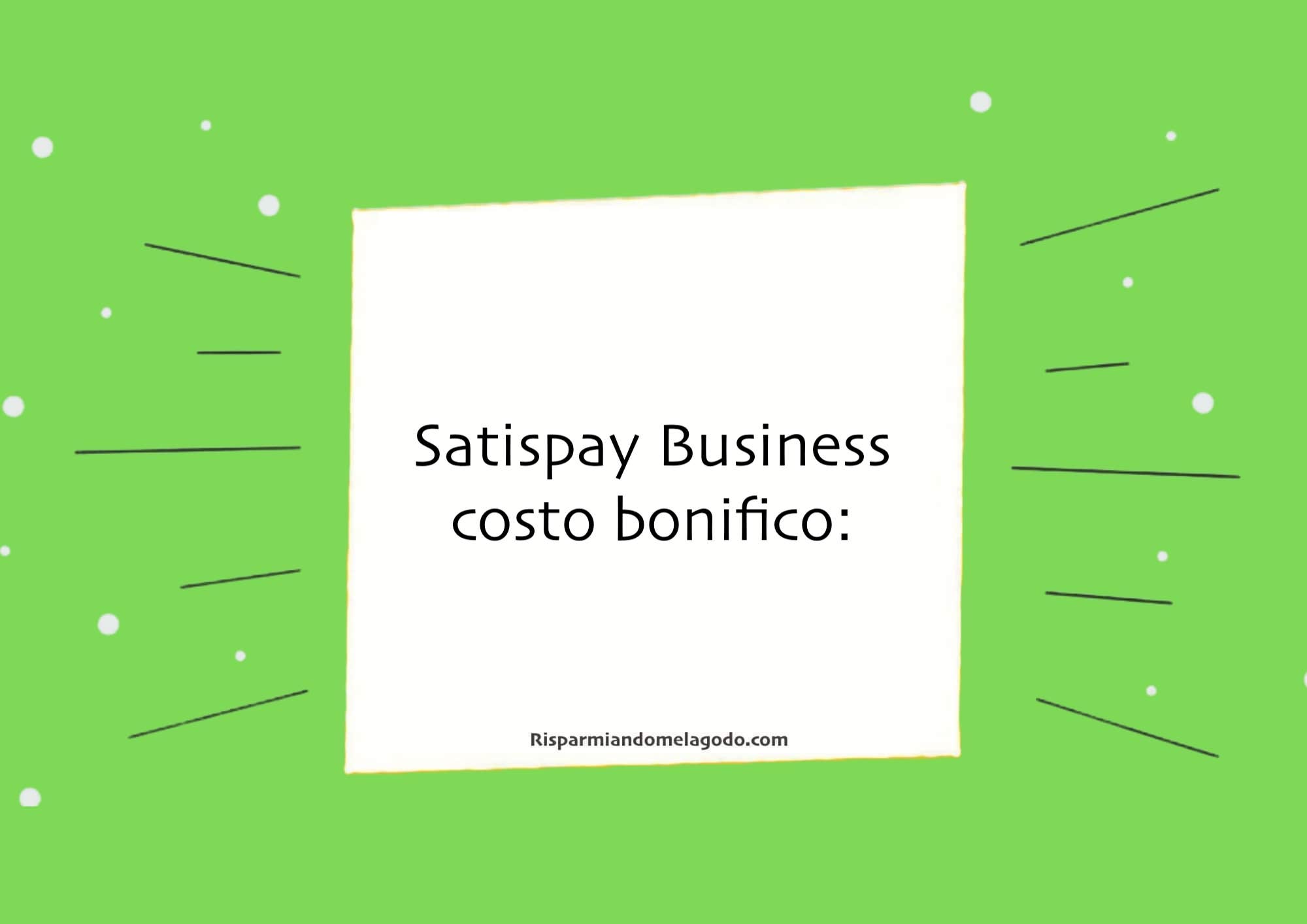 Satispay Business costo bonifico: